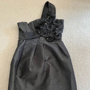 Black/ gay; One Shoulder Dress; Intricate details; BCBG; size 4